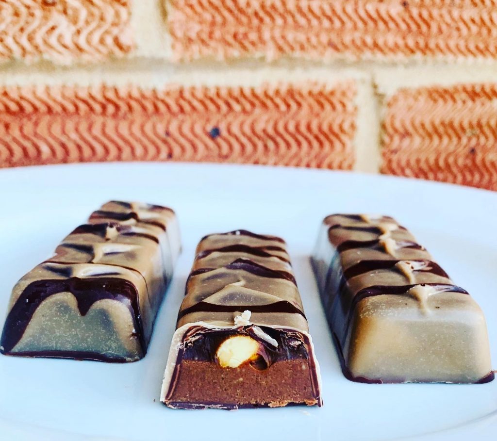 Caramel and Nut Gianduja filled Bars and Bonbons
